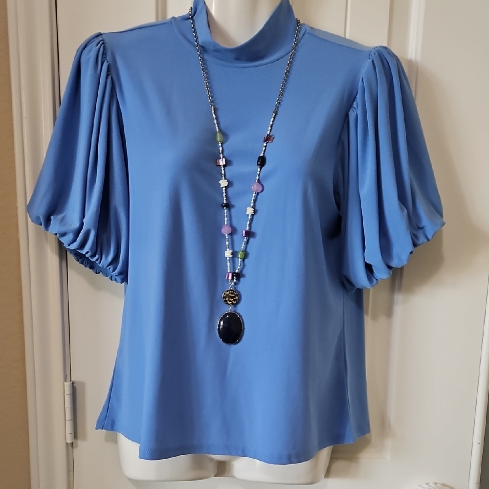 CeCe Blue Puff Sleeve Blouse